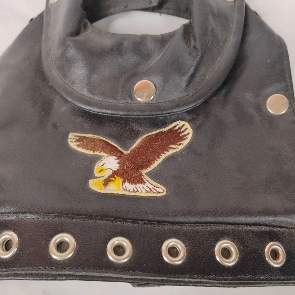 Leather Studded Eagle Patch XS/S 14in Girth Dog Vest Motorcycle Jacket‎